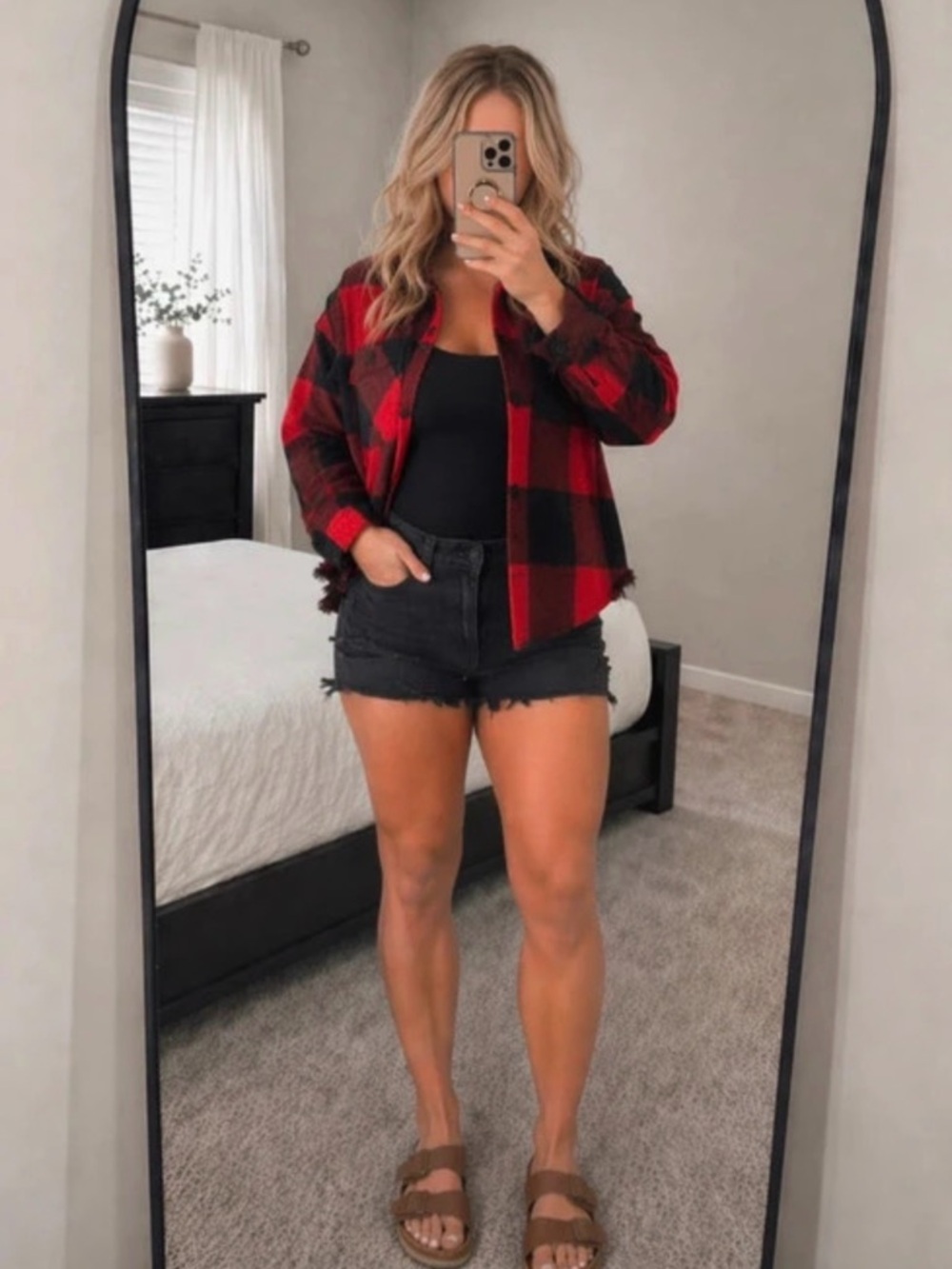 Maurices Red and Black Plaid Fleece Shacket Jacket—Brand New with tags—Size M.